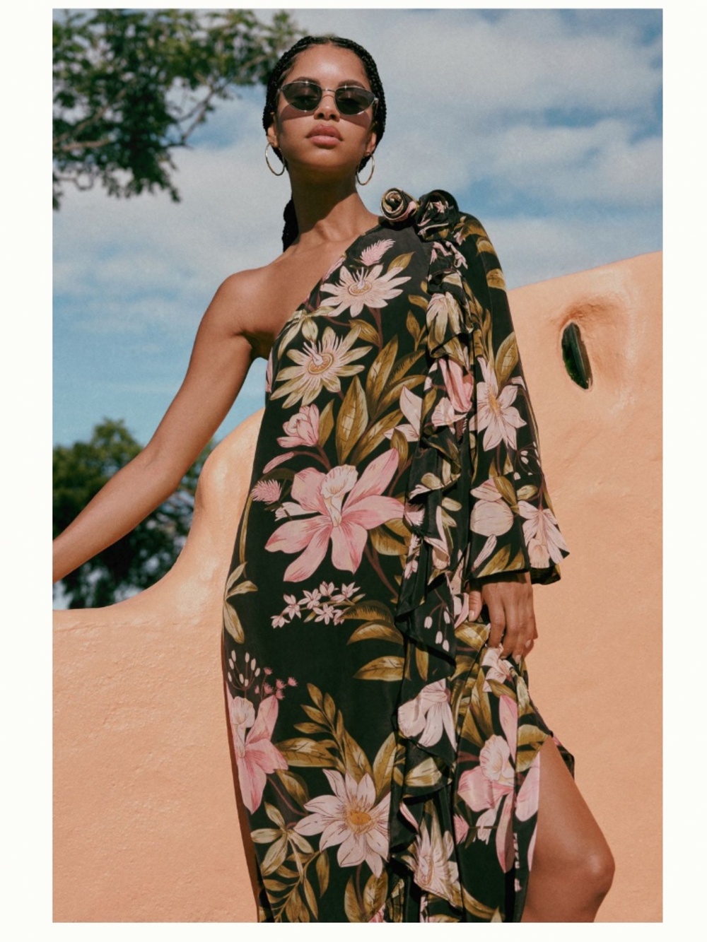 Farm Rio One-shoulder Ruffle-hem dress - Picture 1 of 7